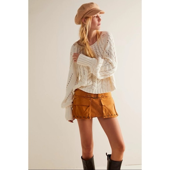 New Free People Micro Mini Suede Skort Low Rise We The Free Brown Stud Western 4 - Picture 8 of 11